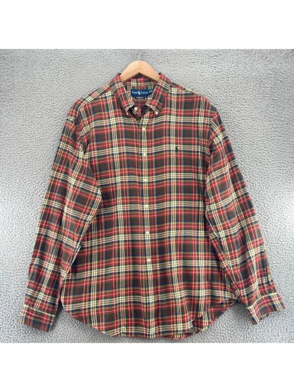 Polo Ralph Lauren Shirt Men XXL Classic Fit Red Plaid Cotton Flannel Long Sleeve